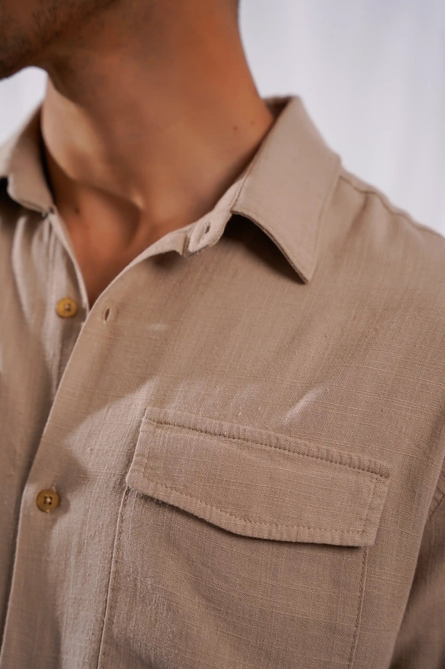 Beige Button Down Shirt