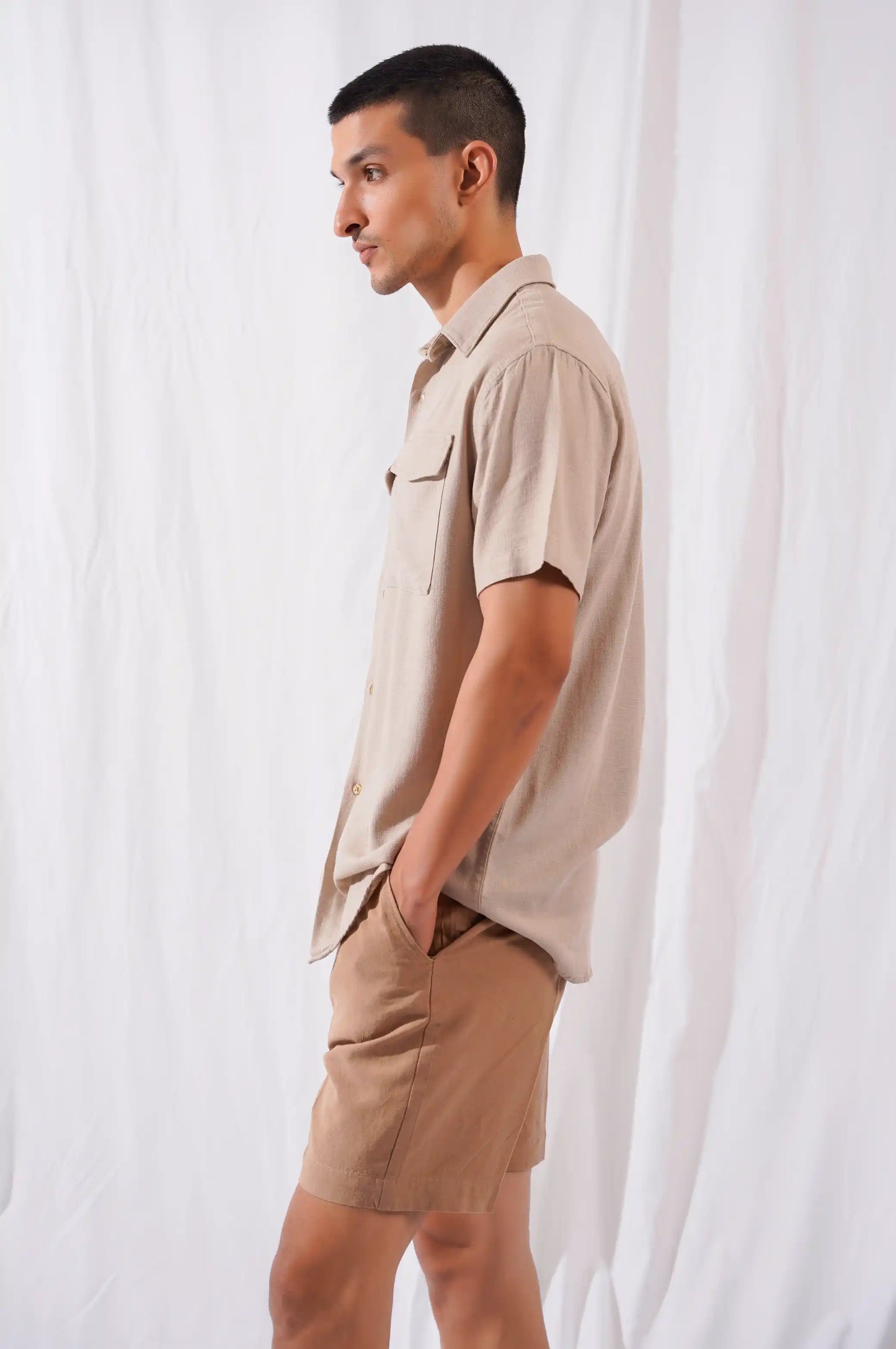 Beige Button Down Shirt