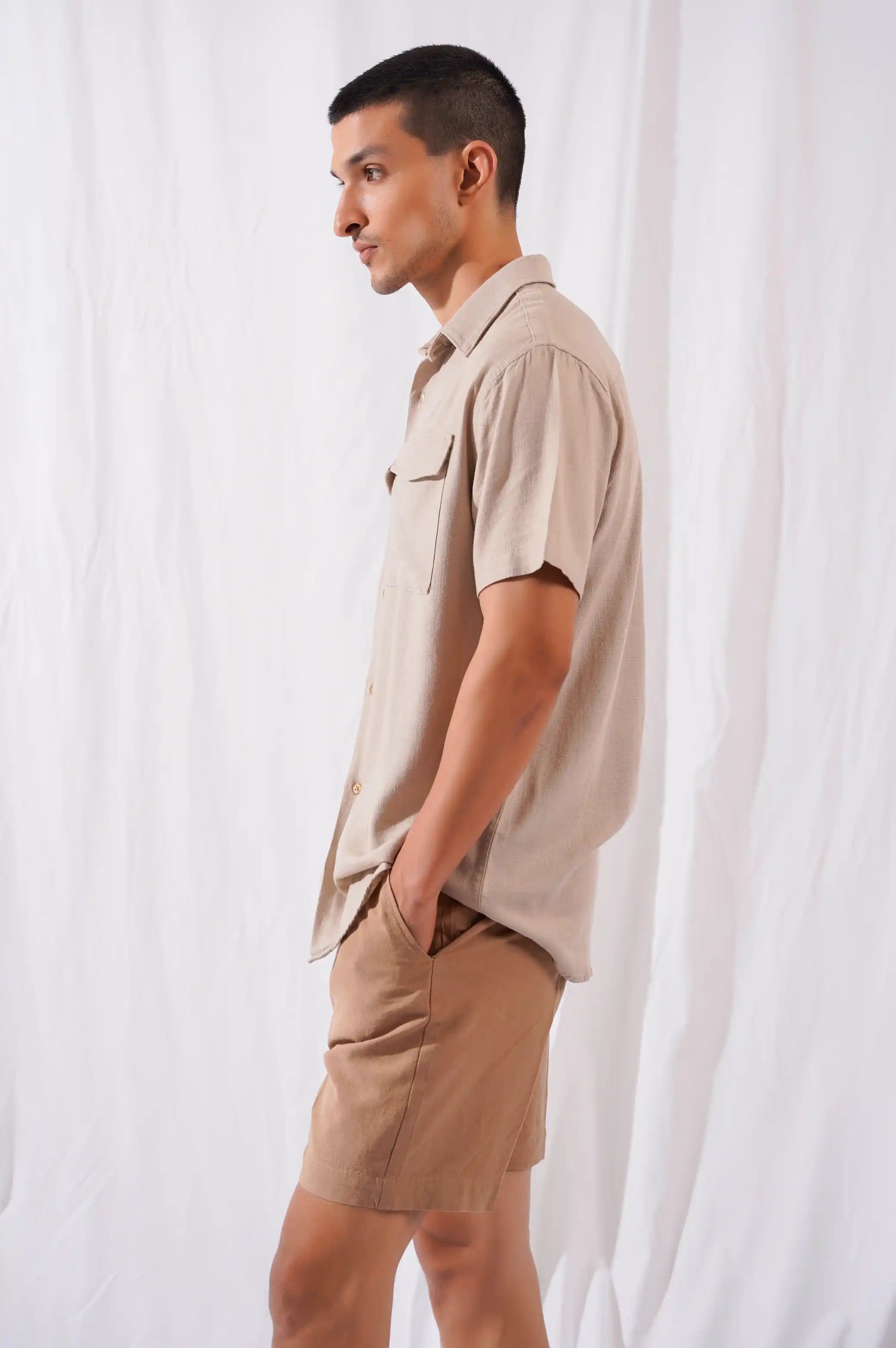 Beige Button Down Shirt
