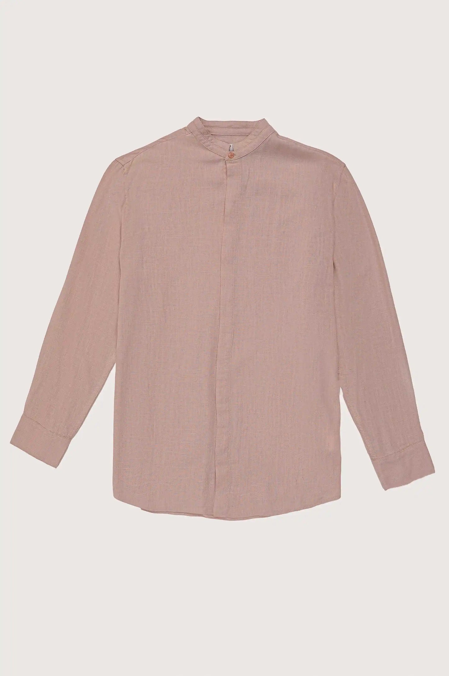 PEACH BAND COLLAR SHIRT