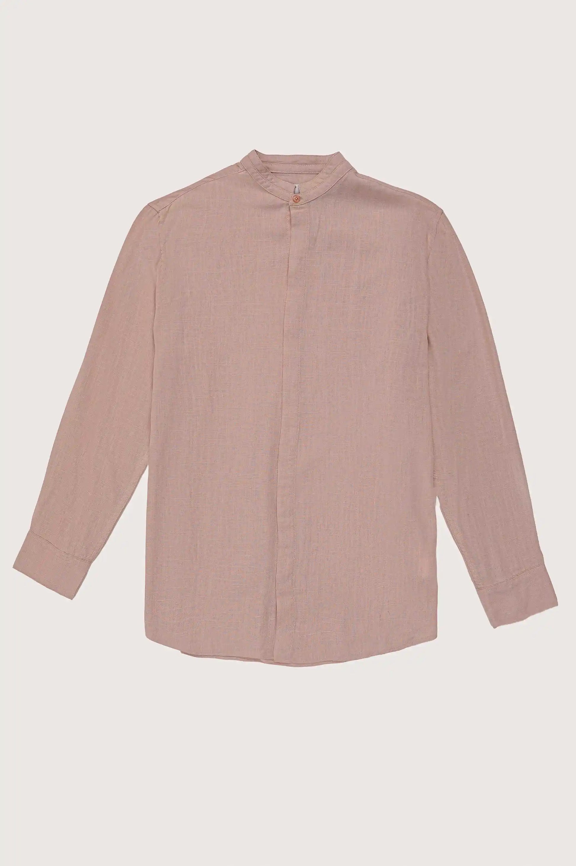 PEACH BAND COLLAR SHIRT