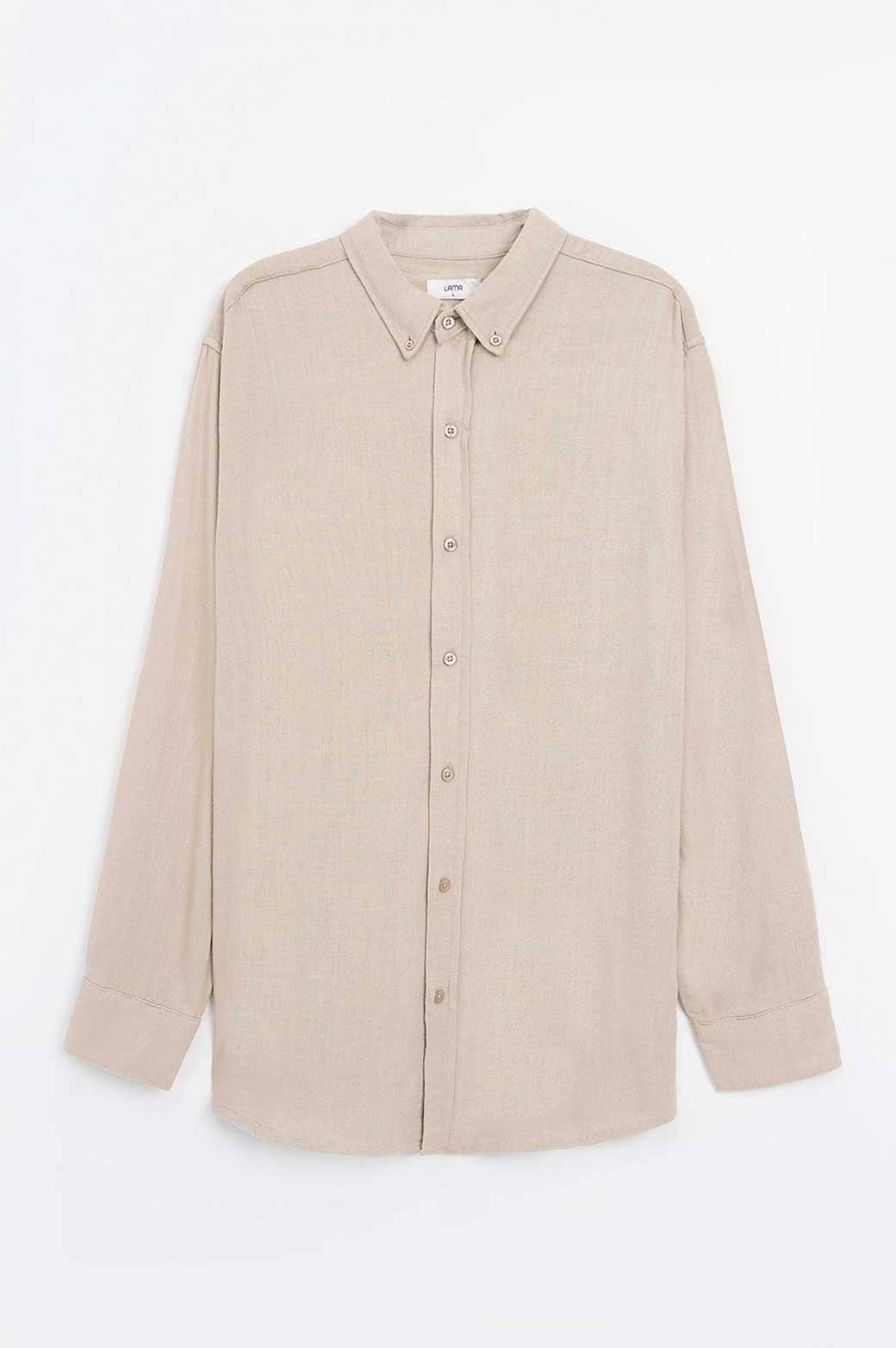 BEIGE BASIC BUTTON DOWN SHIRT