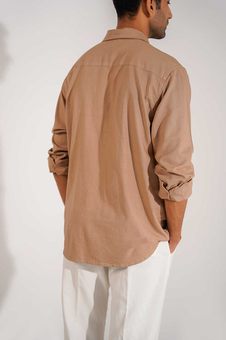 BROWN BASIC BUTTON DOWN SHIRT