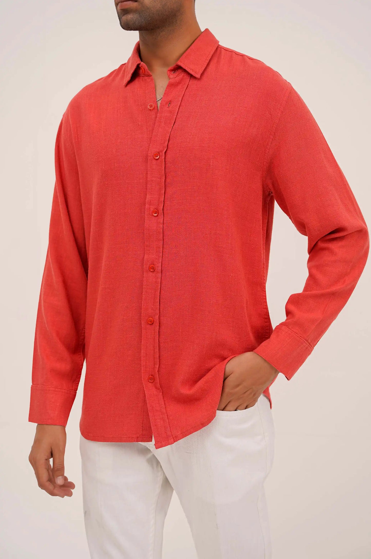 CORAL BASIC BUTTON DOWN SHIRT