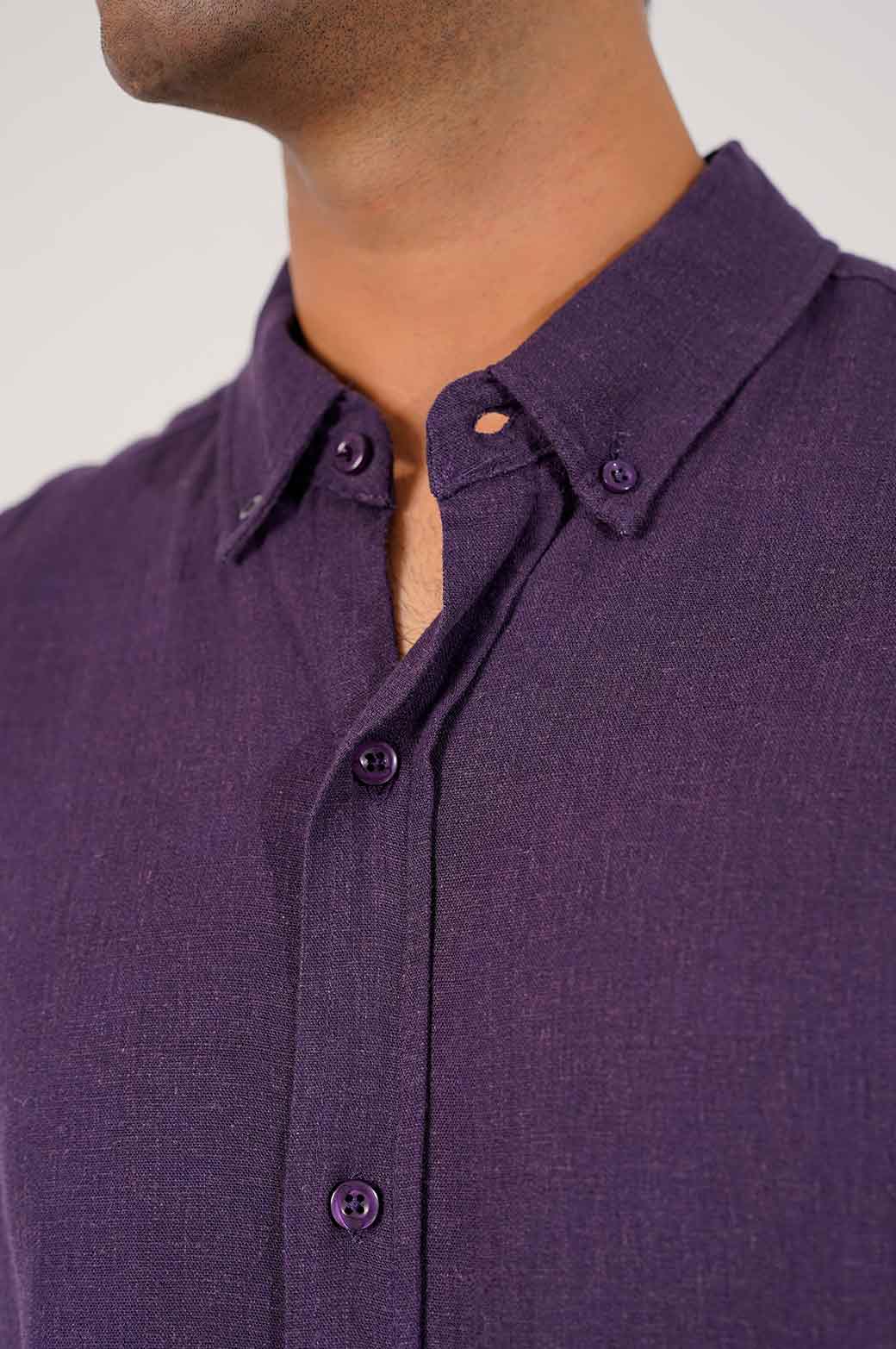 MELANGE NAVY BASIC BUTTON DOWN SHIRT