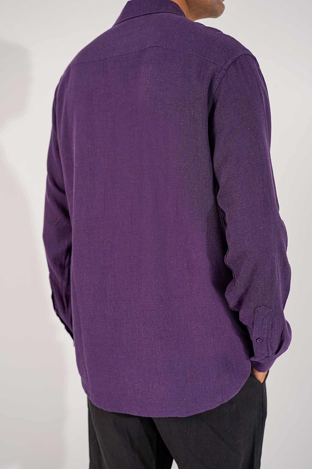 MELANGE NAVY BASIC BUTTON DOWN SHIRT