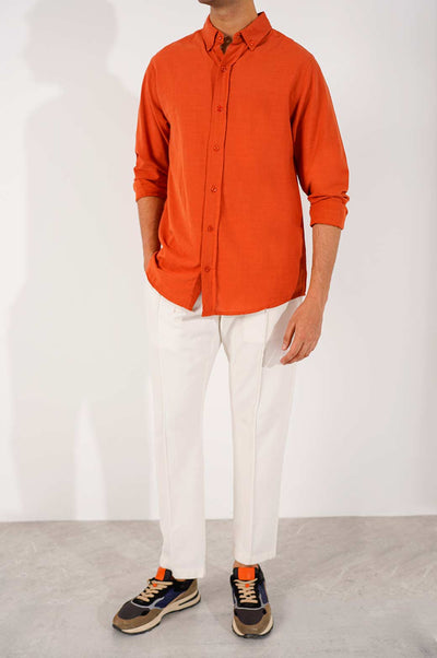 ORANGE BASIC BUTTON DOWN SHIRT