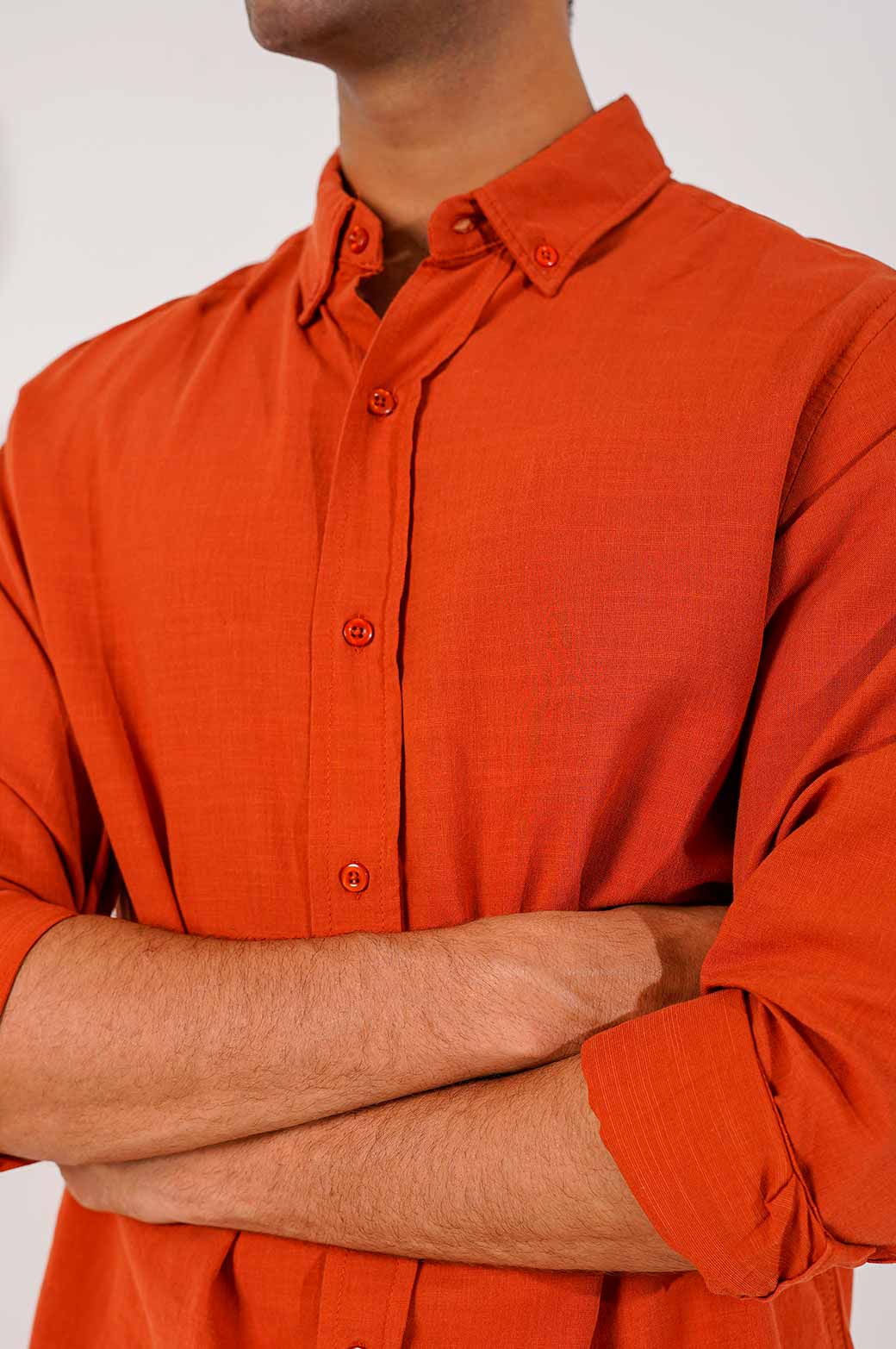 ORANGE BASIC BUTTON DOWN SHIRT