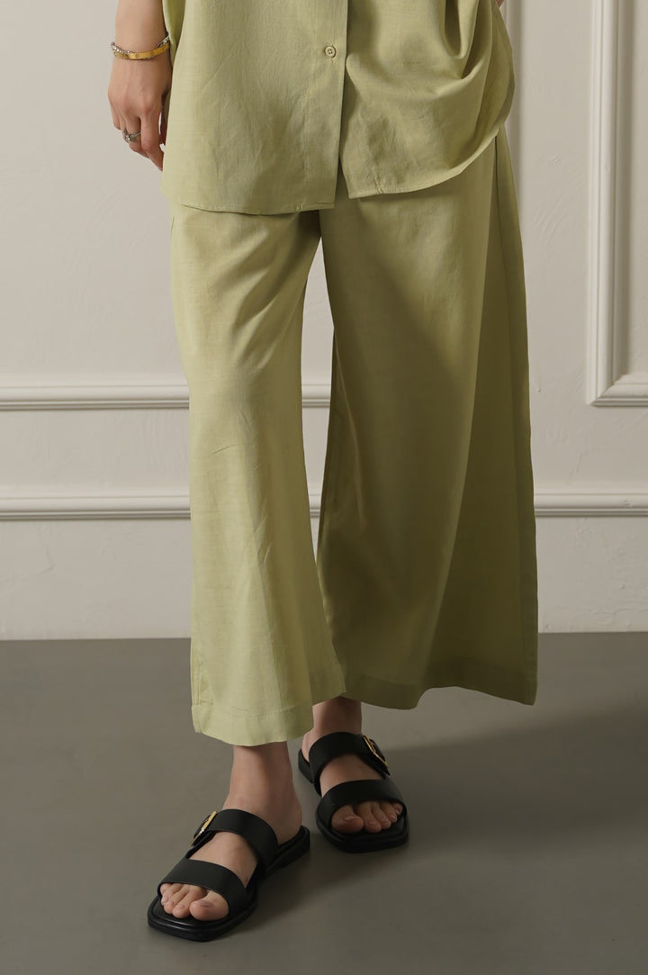 WIDE ANKLE CUT PANTS SEA GREEN