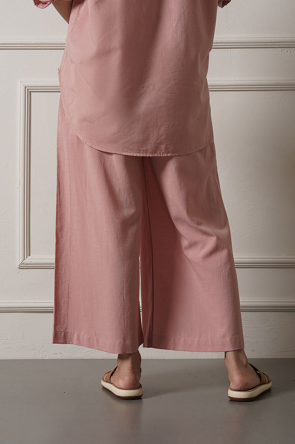 WIDE ANKLE CUT PANTS TEA PINK