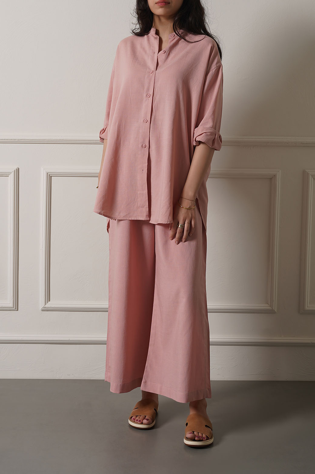 WIDE ANKLE CUT PANTS TEA PINK