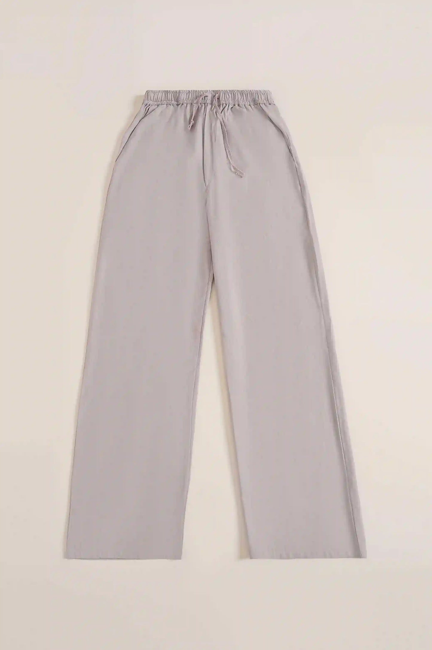 BLUE DRAWSTRING WIDE LEG PANTS