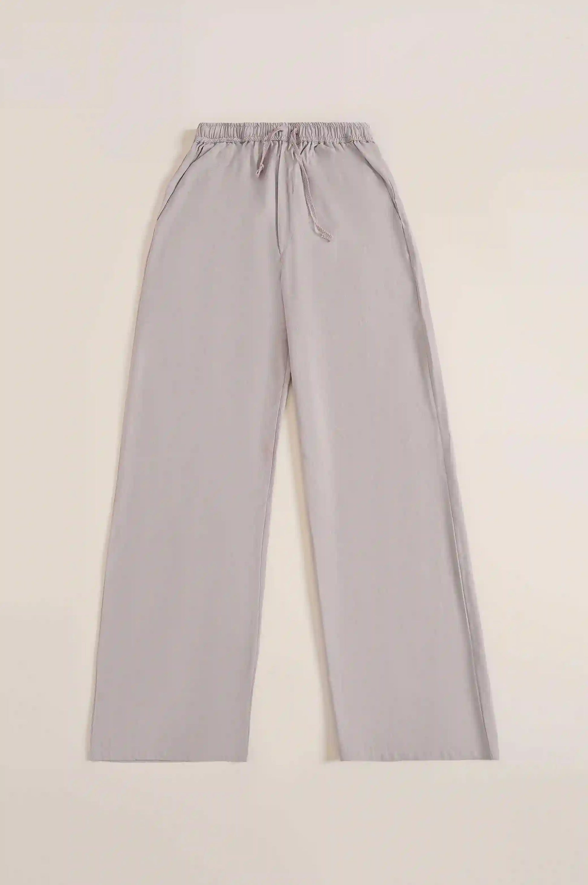 BLUE DRAWSTRING WIDE LEG PANTS