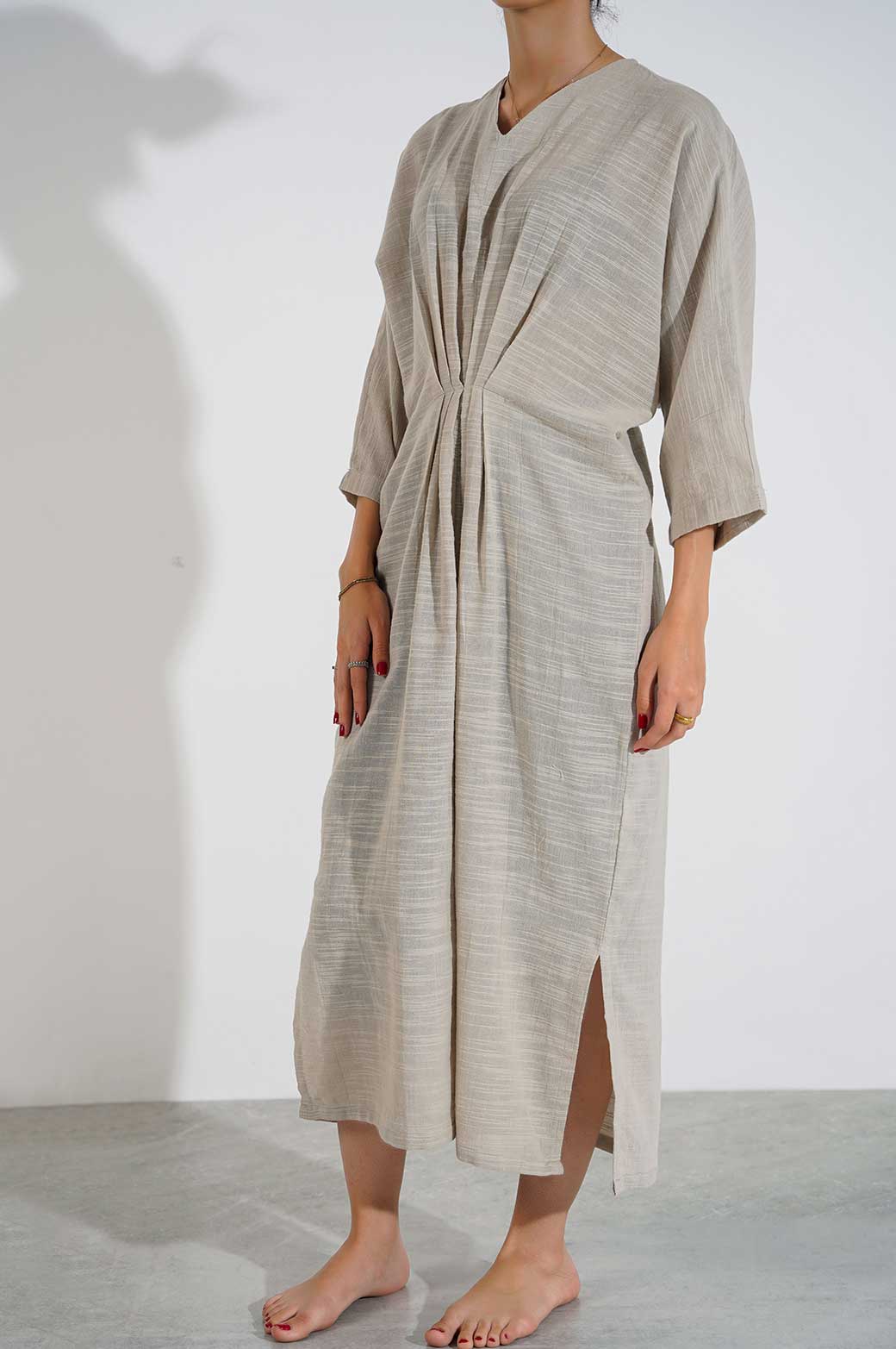 BEIGE LINEN KAFTAN