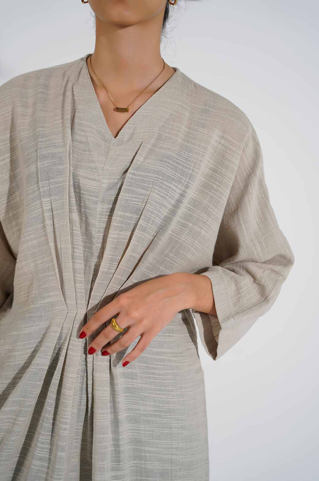 BEIGE LINEN KAFTAN
