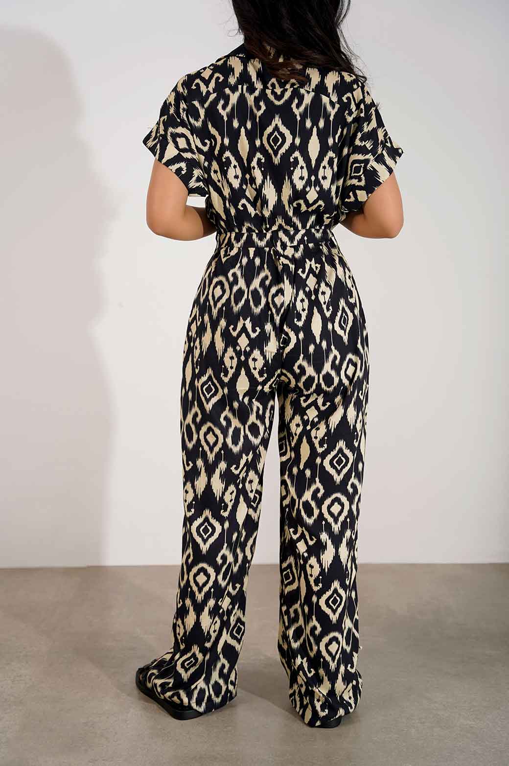 BLACK PRINTED JUMPSUIT