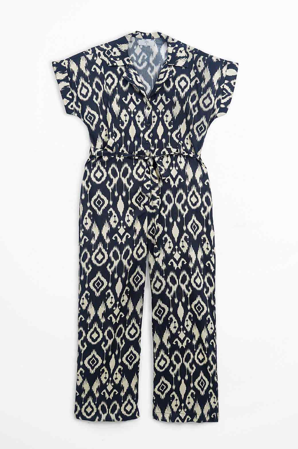 BLACK PRINTED JUMPSUIT