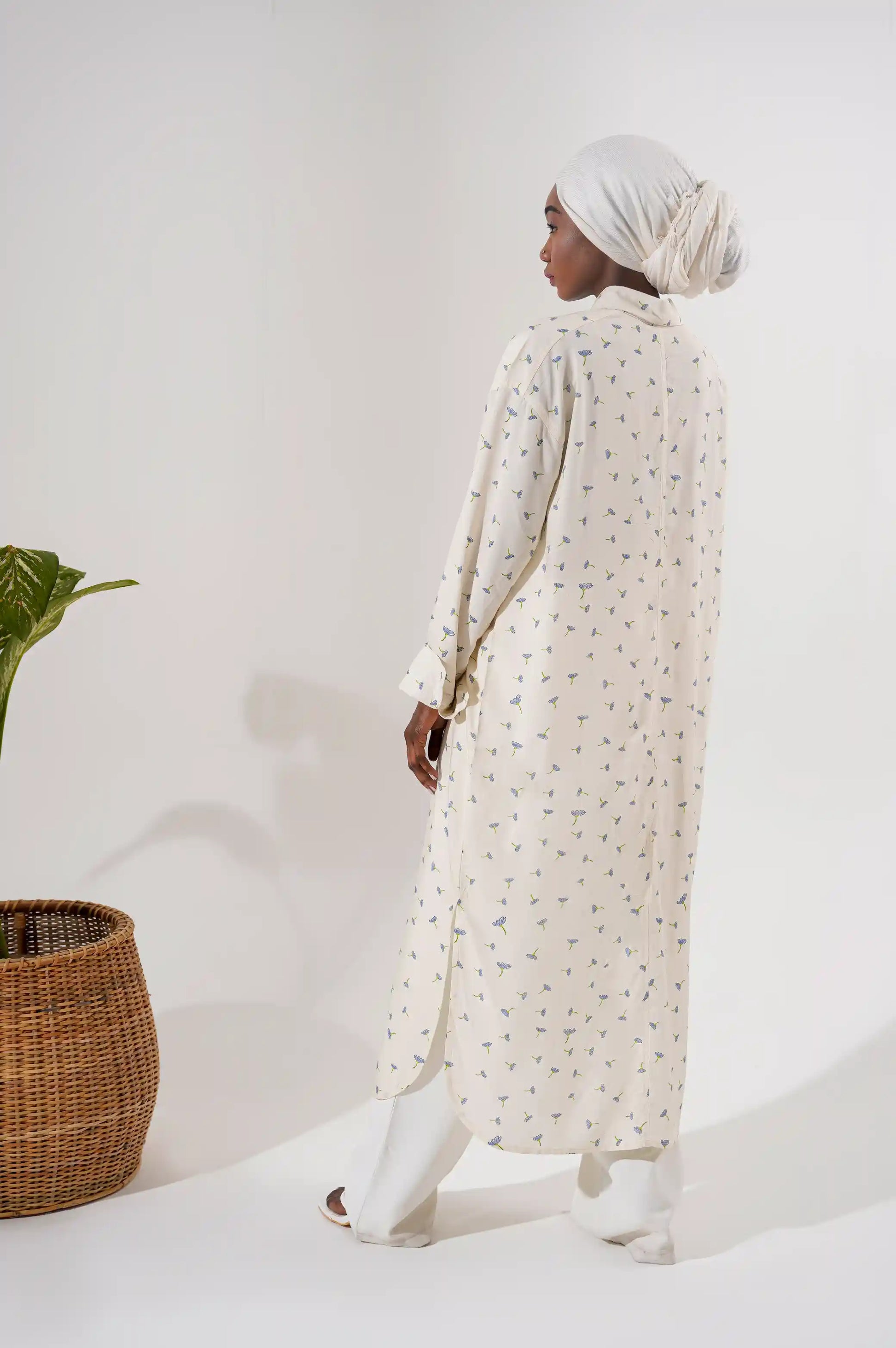 Off White Long Button Down Shirt