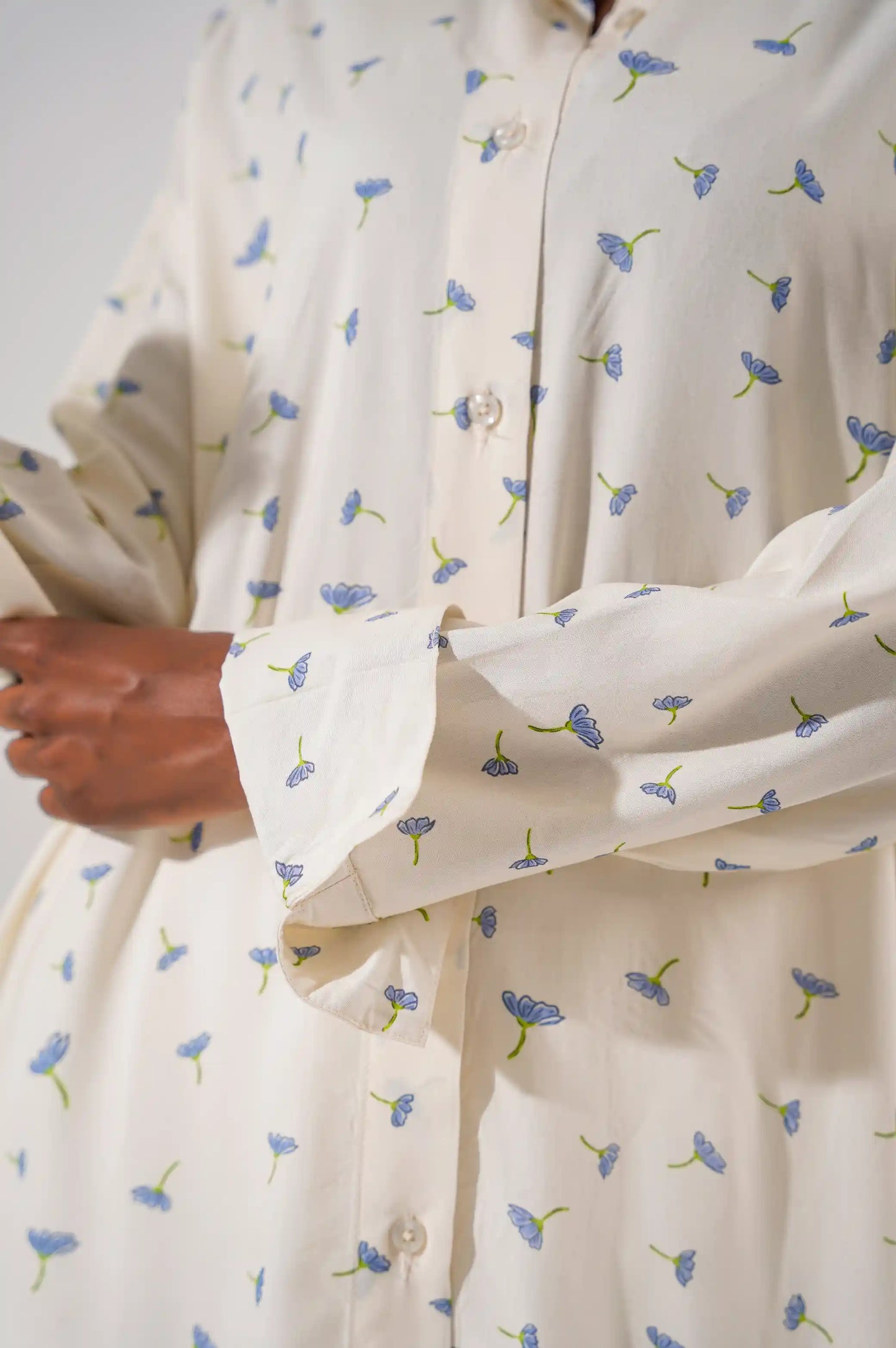 Off White Long Button Down Shirt