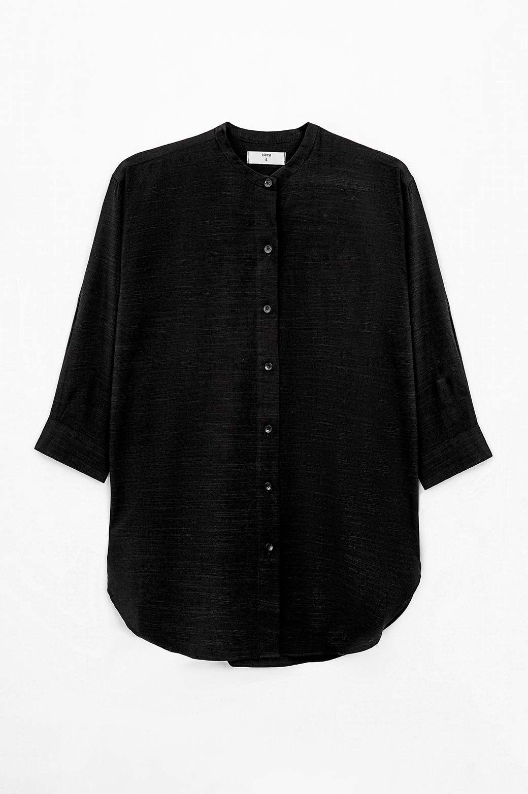 BLACK BAND COLLAR LONG SHIRT