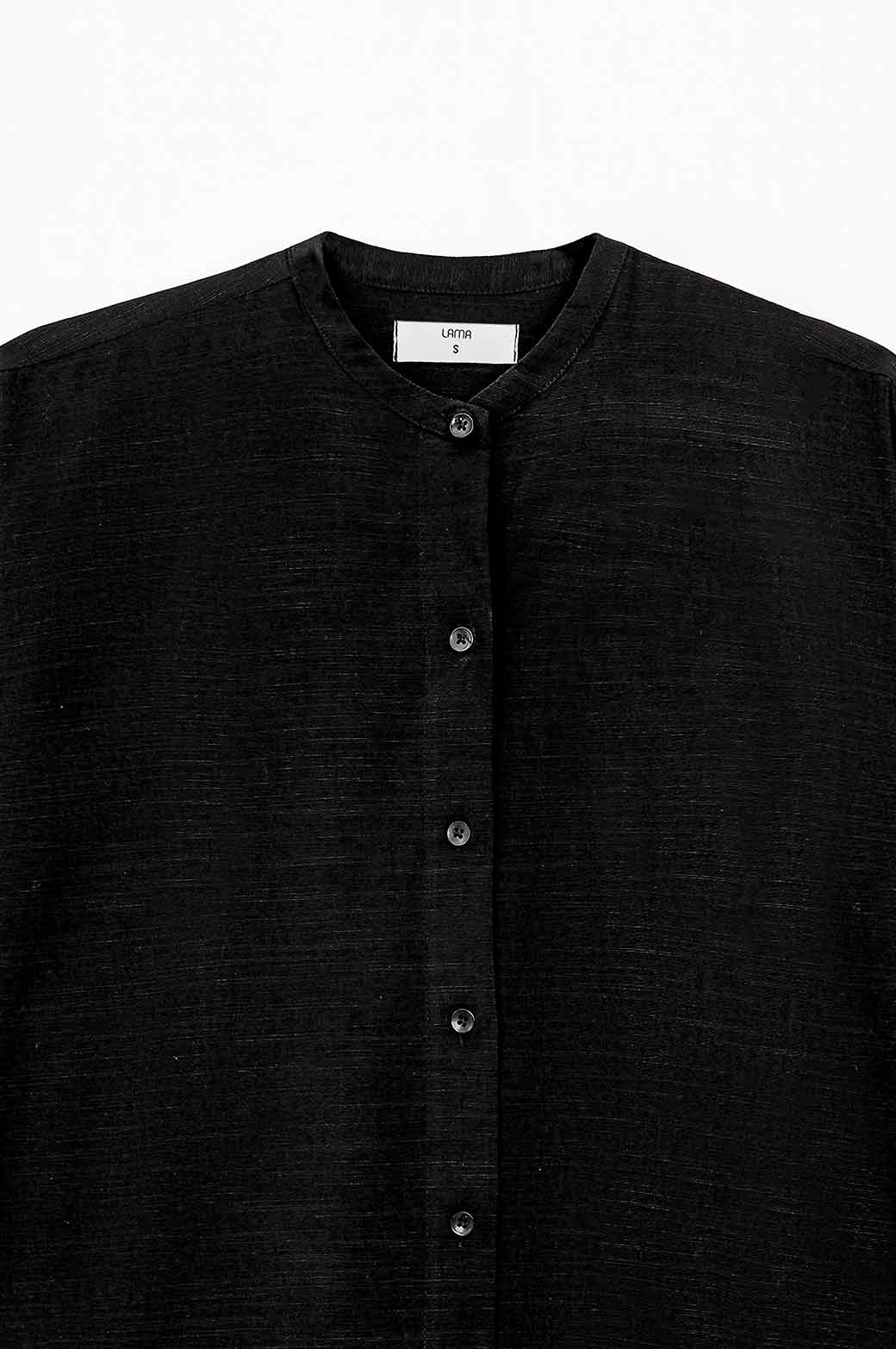 BLACK BAND COLLAR LONG SHIRT