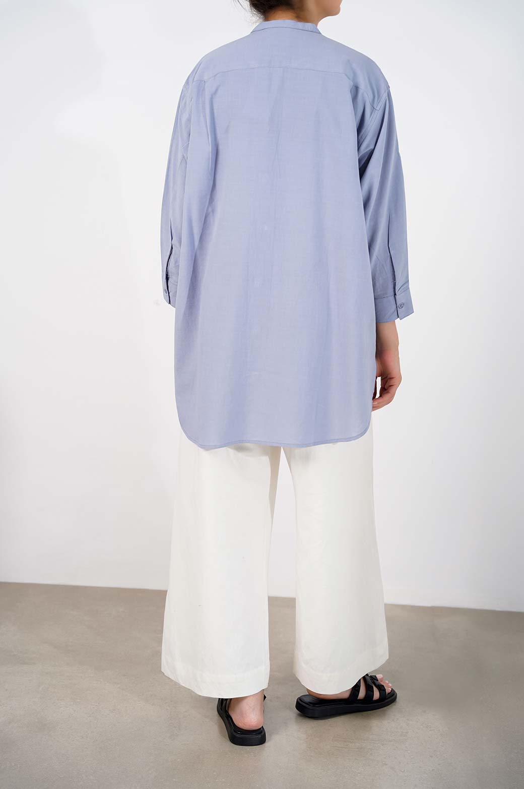 BLUE BAND COLLAR LONG SHIRT