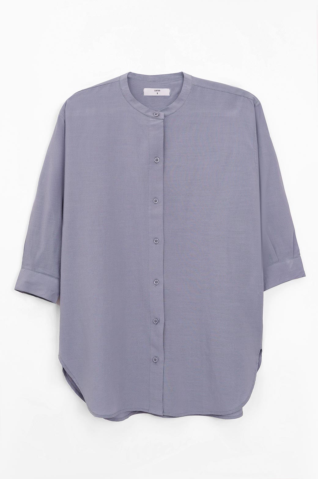 BLUE BAND COLLAR LONG SHIRT