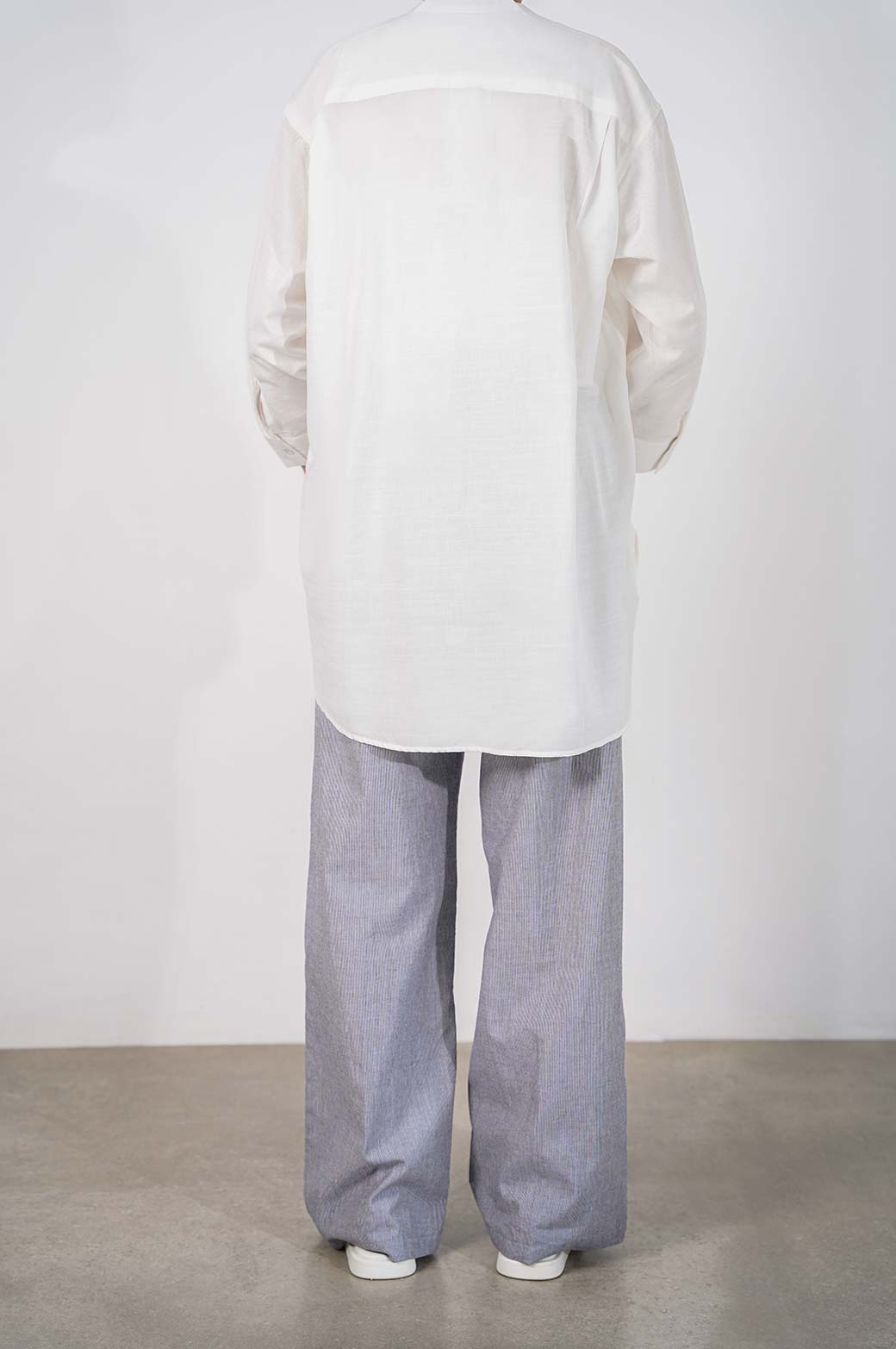 OFF WHITE BAND COLLAR LONG SHIRT