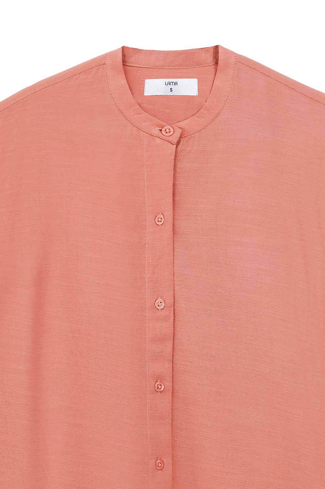 ORANGE BAND COLLAR LONG SHIRT