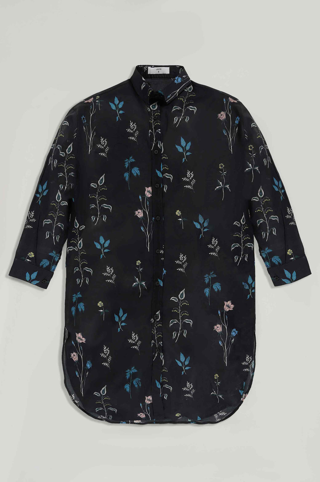 BLACK GARDENIA LONG BUTTON DOWN
