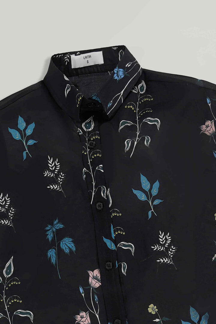 BLACK GARDENIA LONG BUTTON DOWN