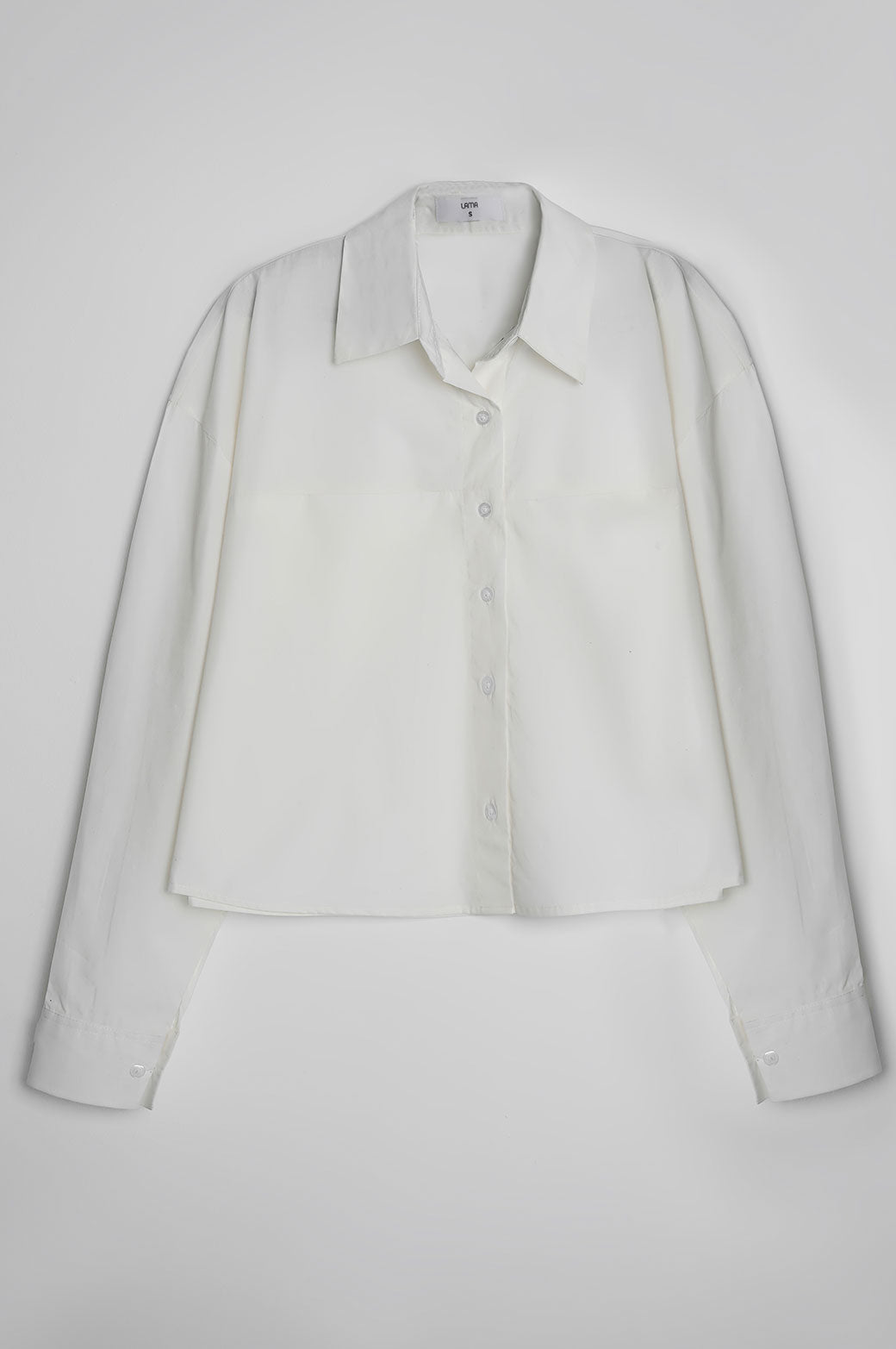 WHITE CROPPED BUTTON DOWN SHIRT