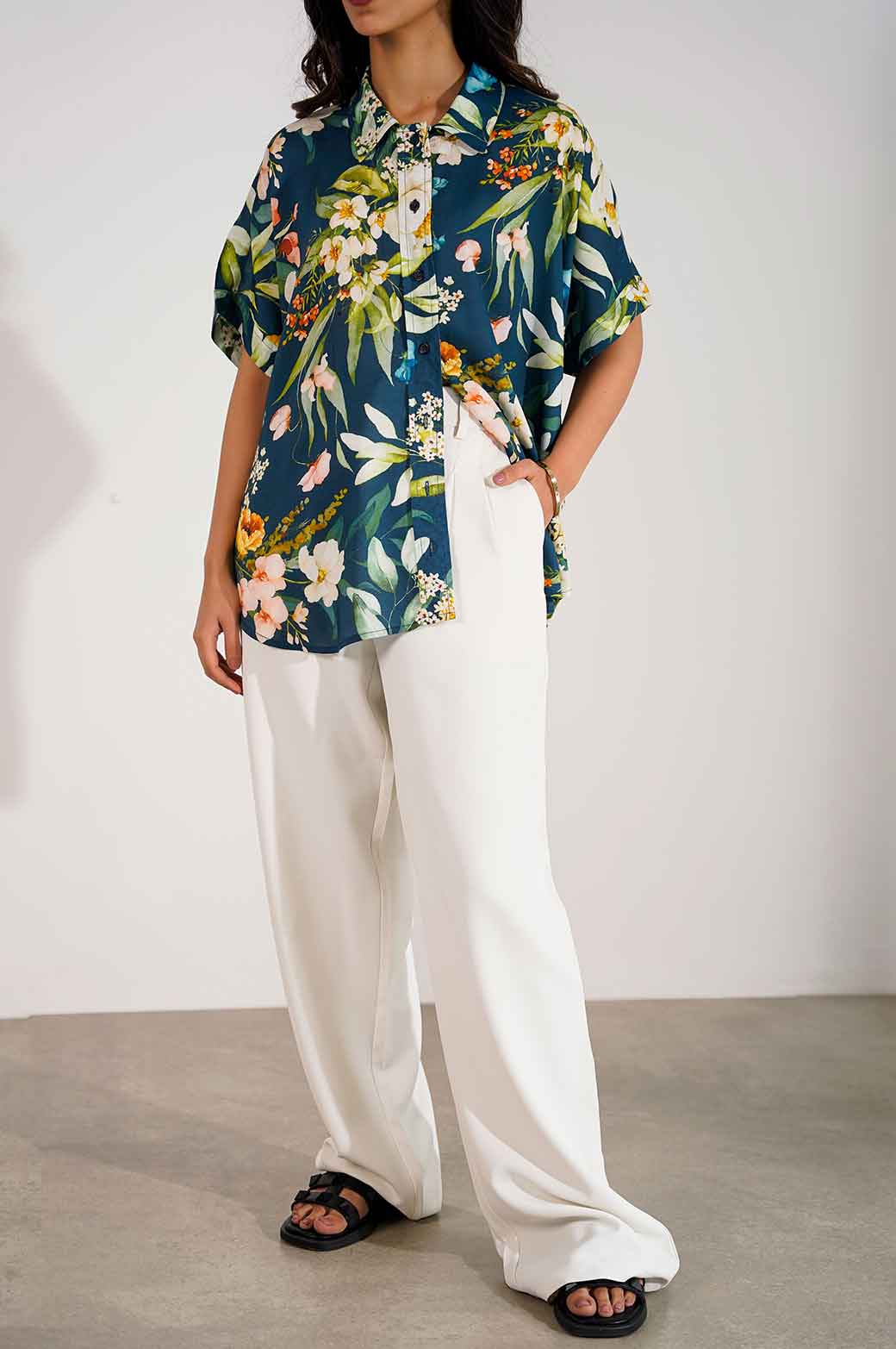 BLUE FLORAL PRINTED SHIRT