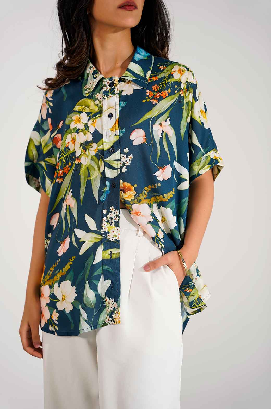 BLUE FLORAL PRINTED SHIRT