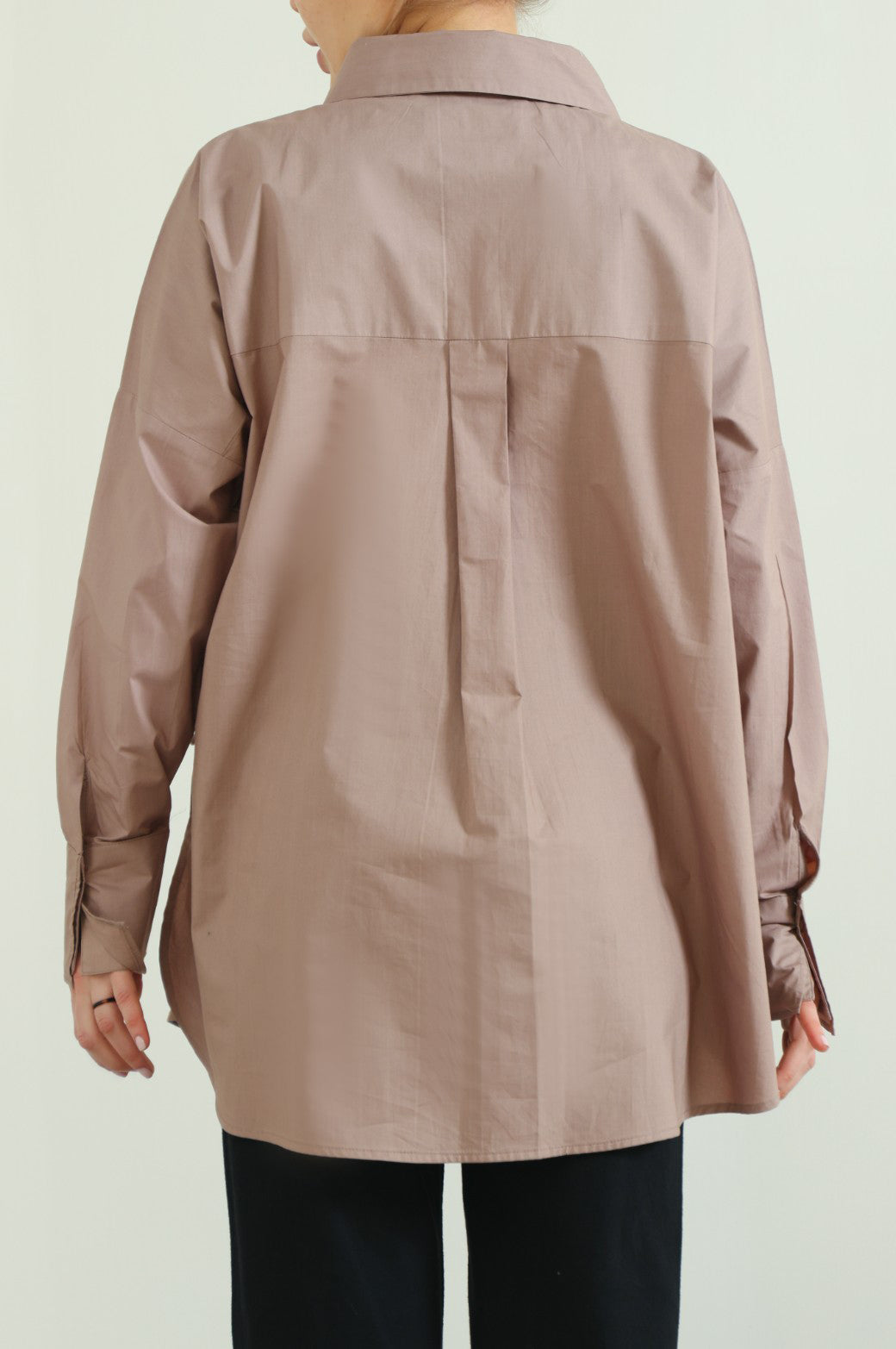 BROWN TIE-UP POPLIN SHIRT