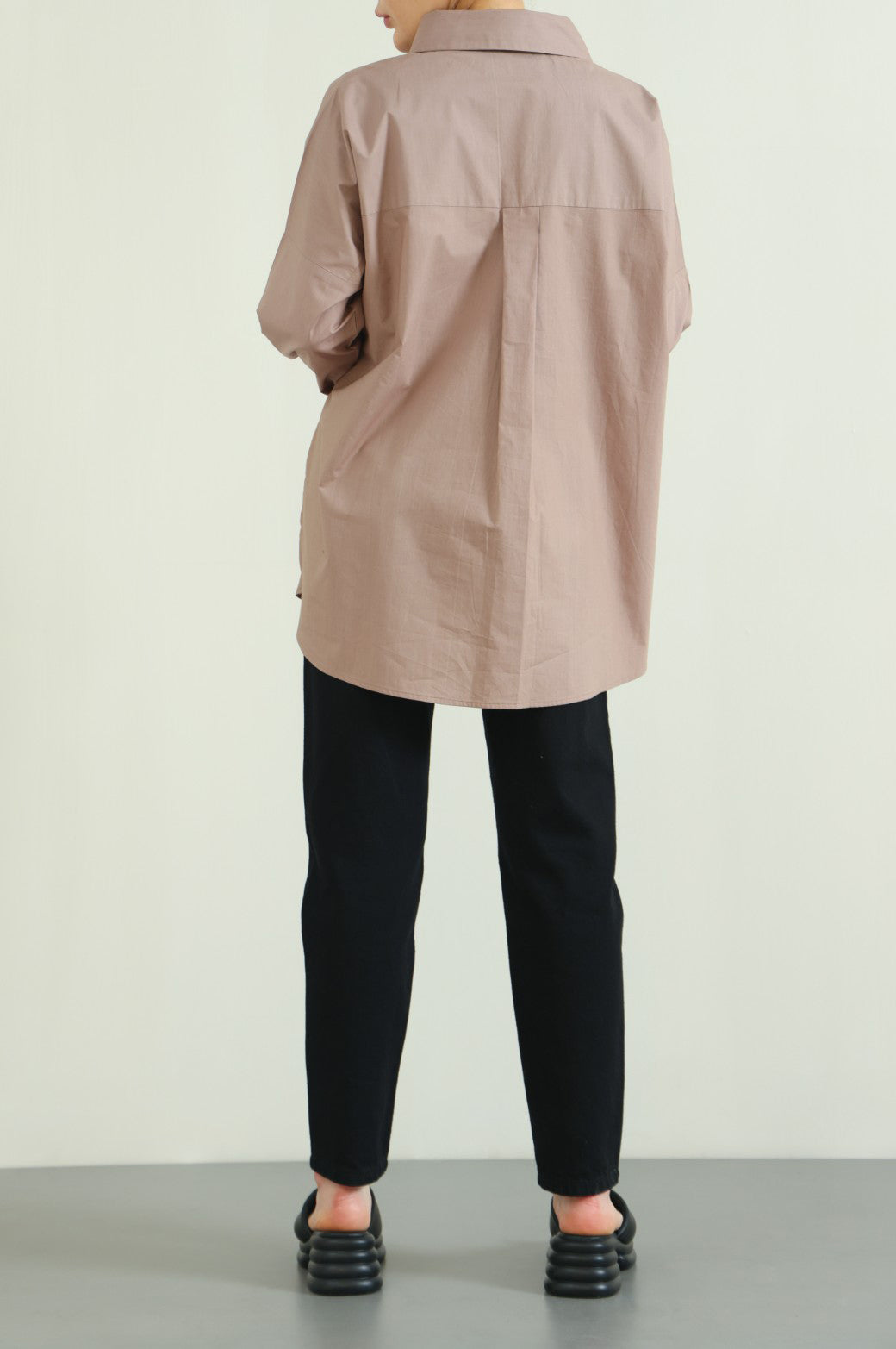 BROWN TIE-UP POPLIN SHIRT