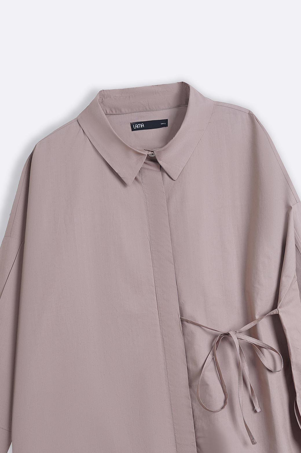 BROWN TIE-UP POPLIN SHIRT