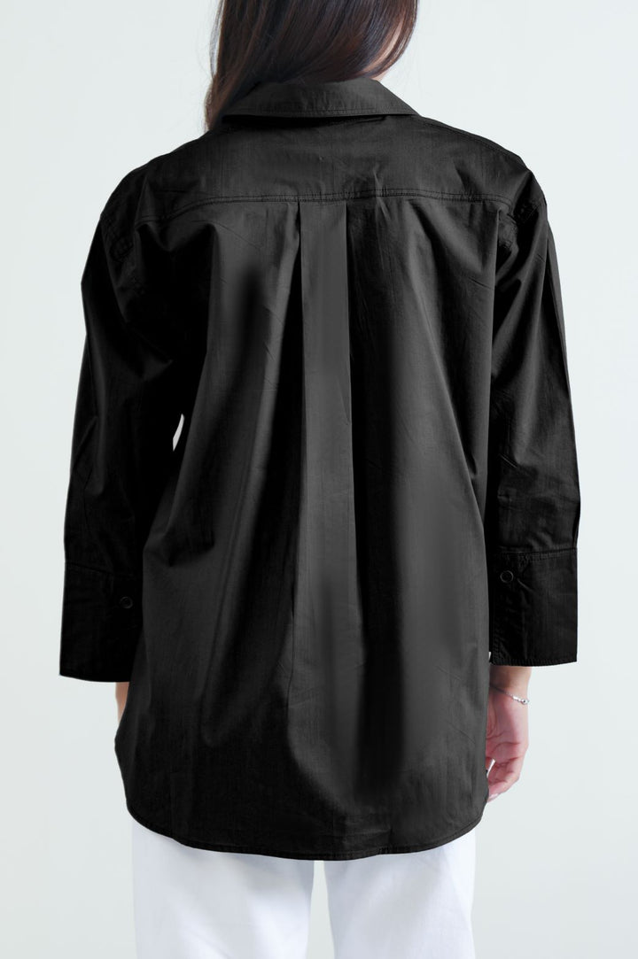 BLACK BASIC POPLIN SHIRT