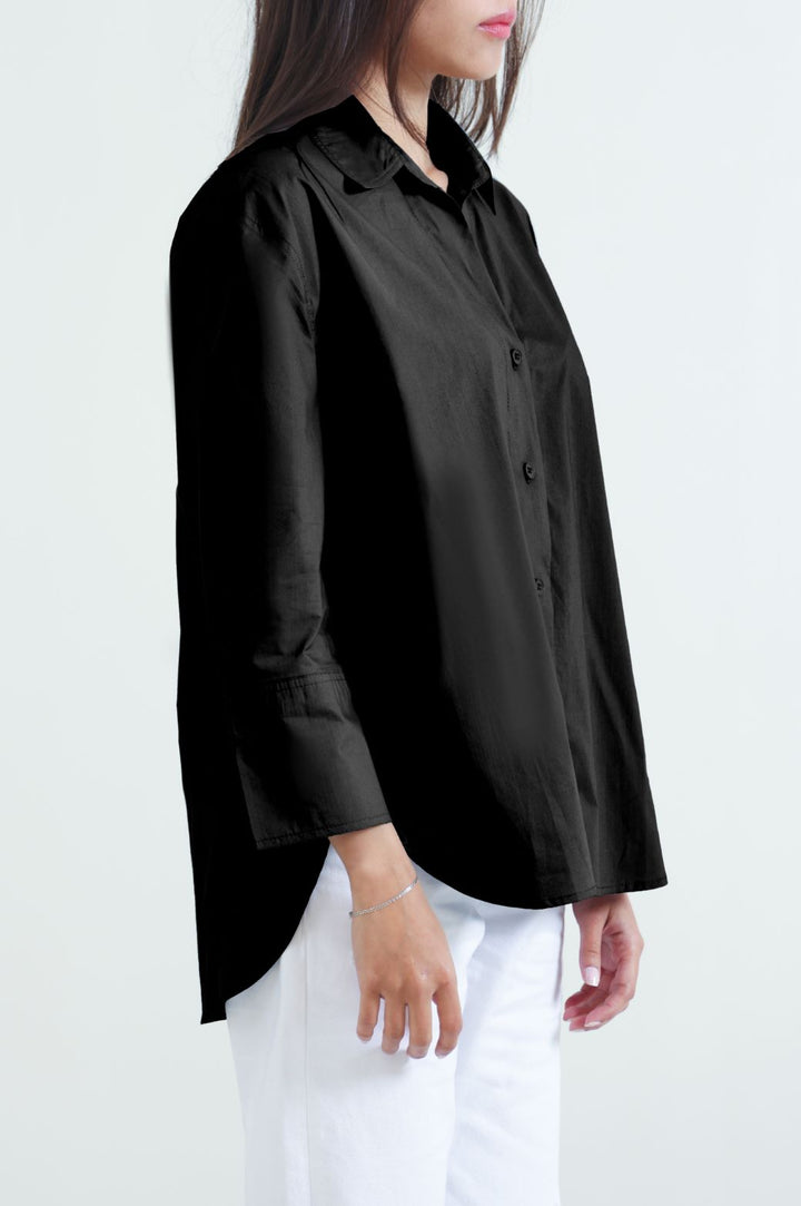 BLACK BASIC POPLIN SHIRT