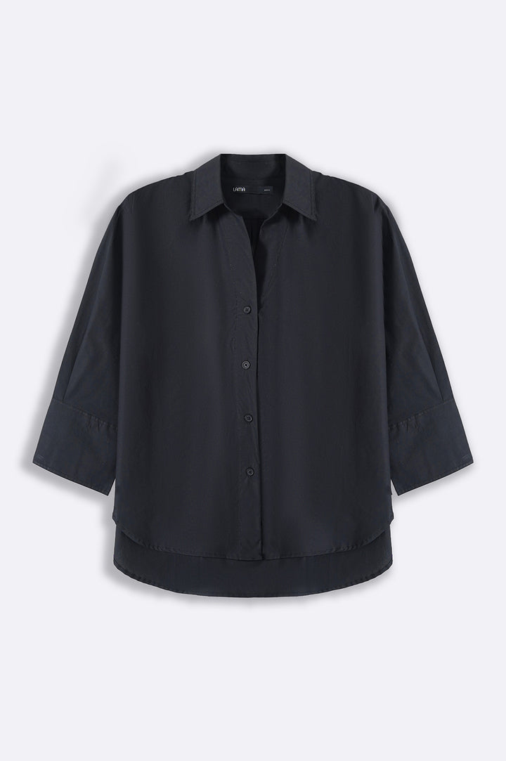 BLACK BASIC POPLIN SHIRT