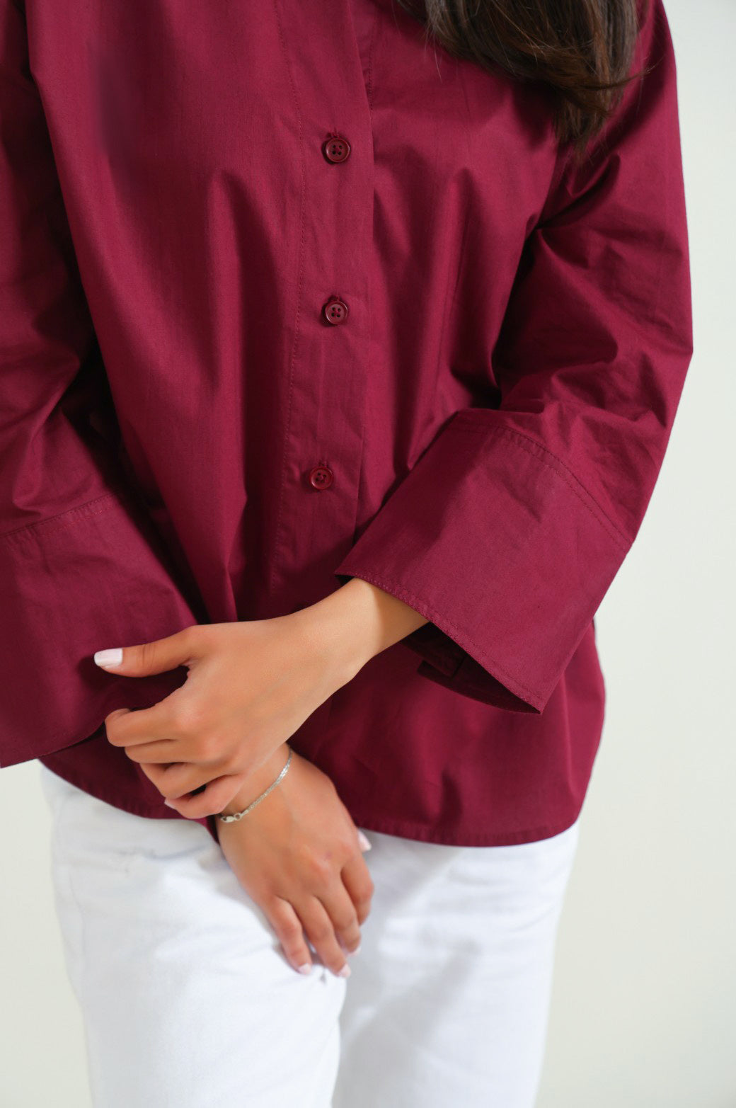 MAROON BASIC POPLIN SHIRT