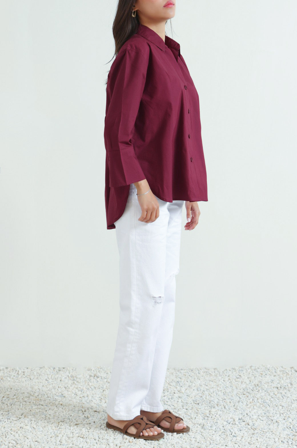 MAROON BASIC POPLIN SHIRT
