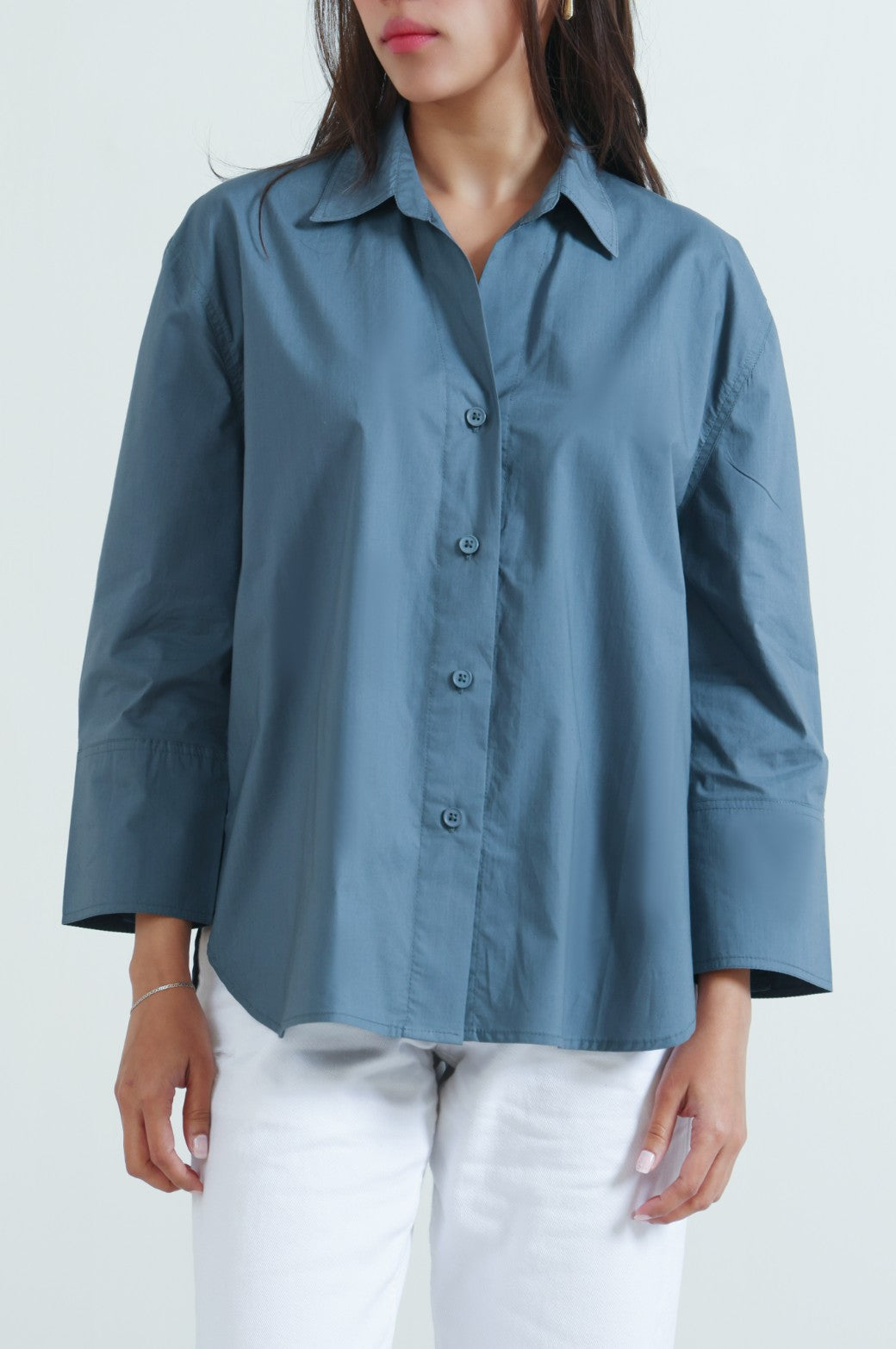 TEAL BASIC POPLIN SHIRT