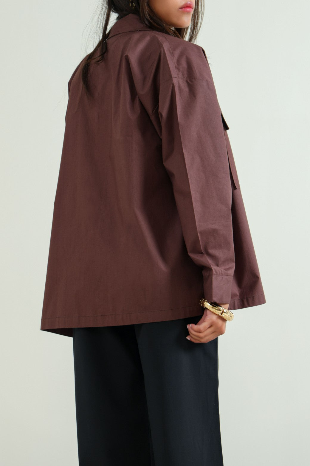 CHOCOLATE POPLIN SHACKET