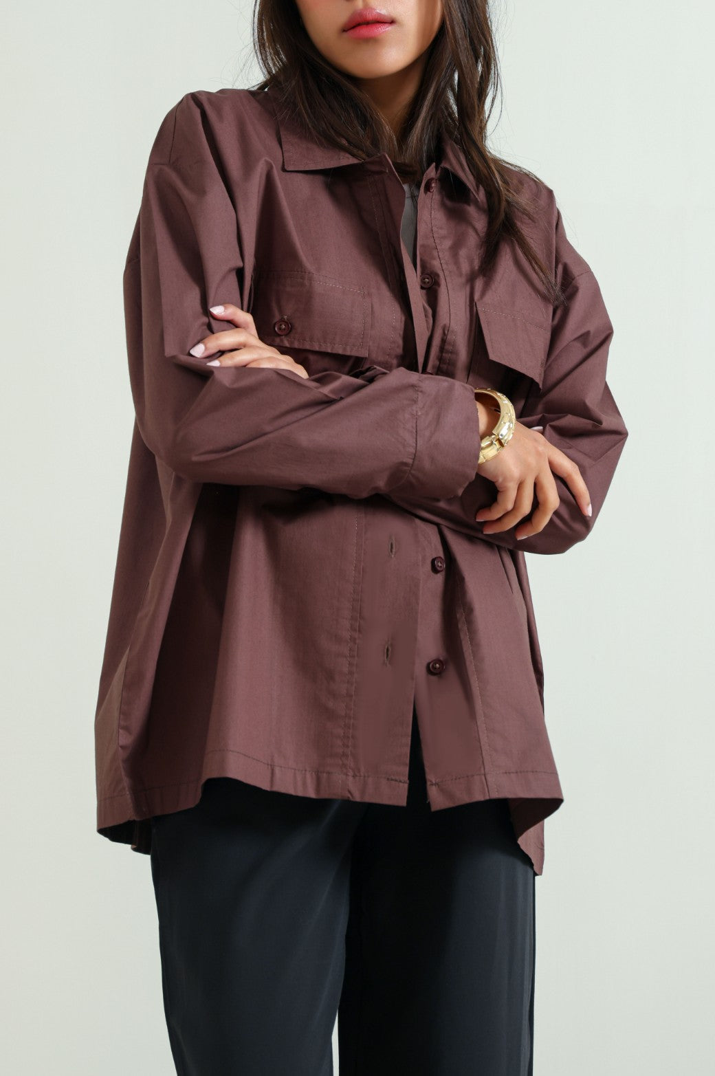 CHOCOLATE POPLIN SHACKET