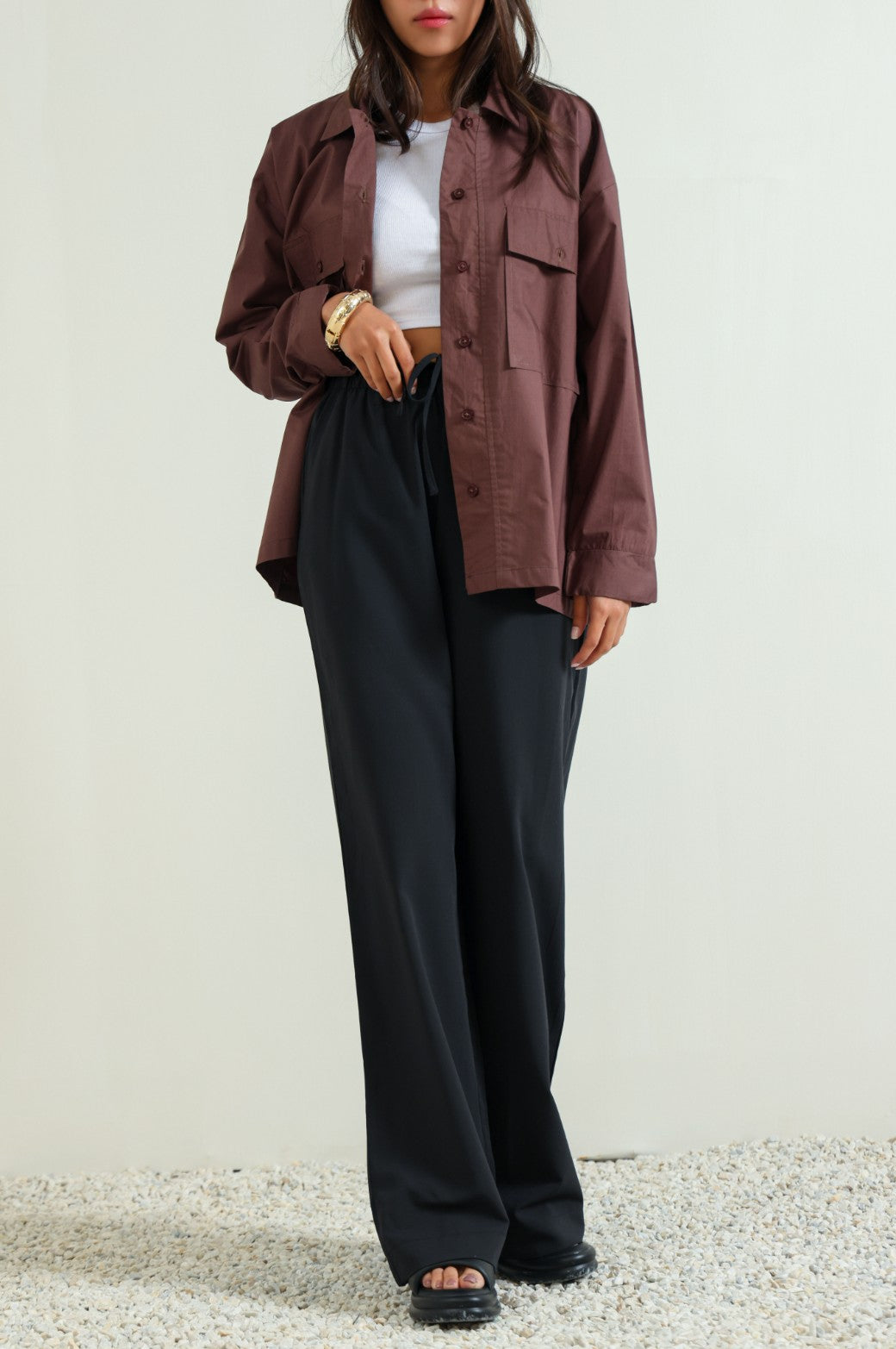CHOCOLATE POPLIN SHACKET