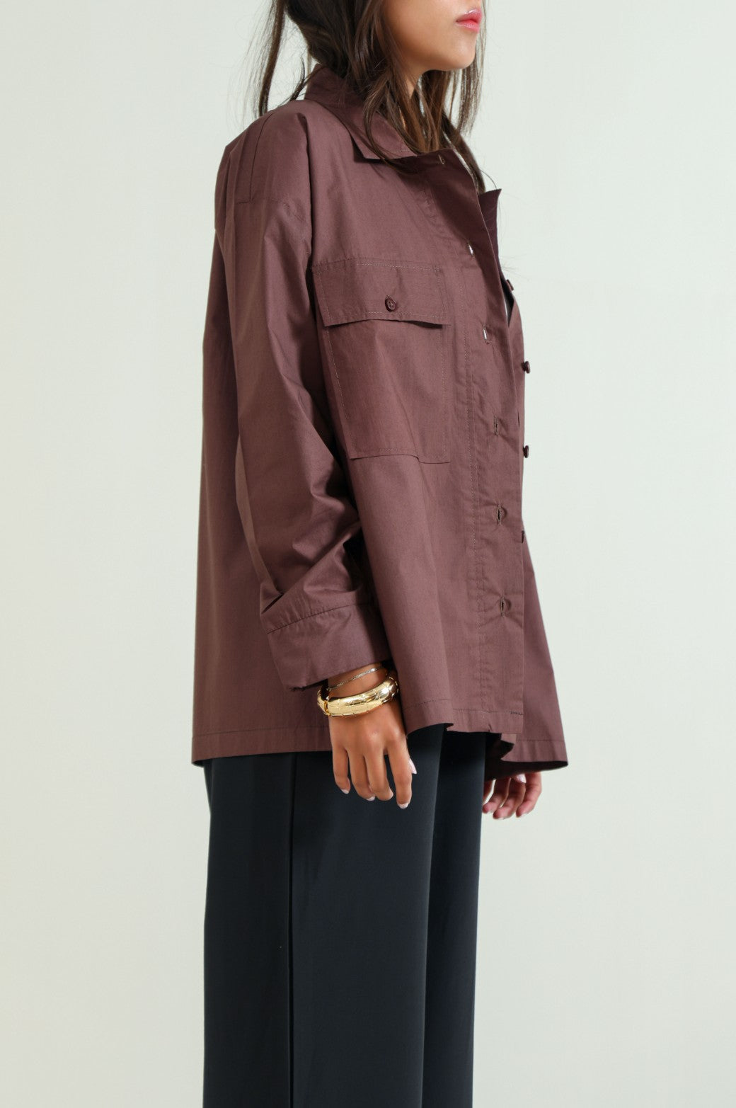 CHOCOLATE POPLIN SHACKET