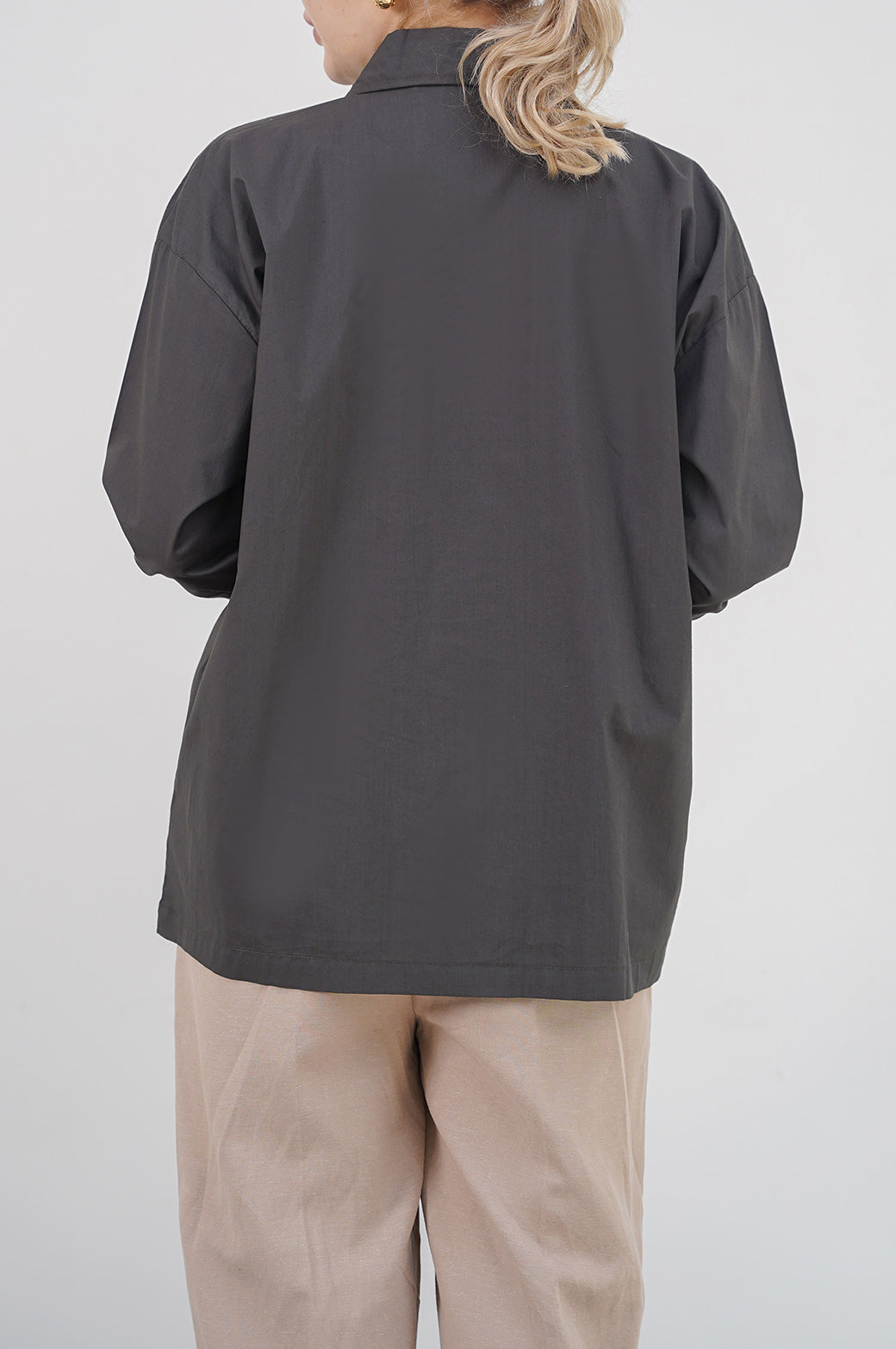 DARK GREY POPLIN SHACKET