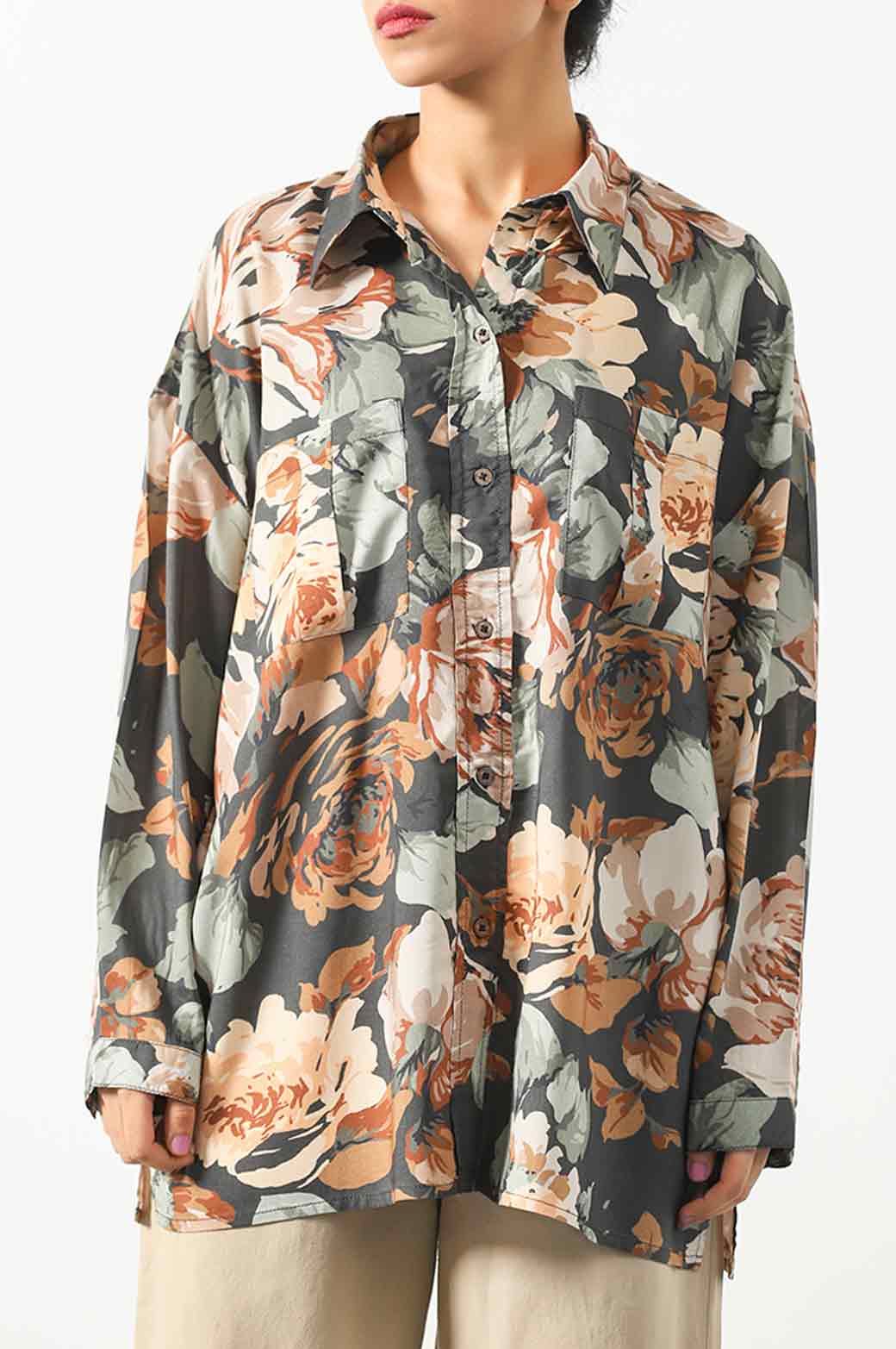 CHARCOL PRINTED SHIRT