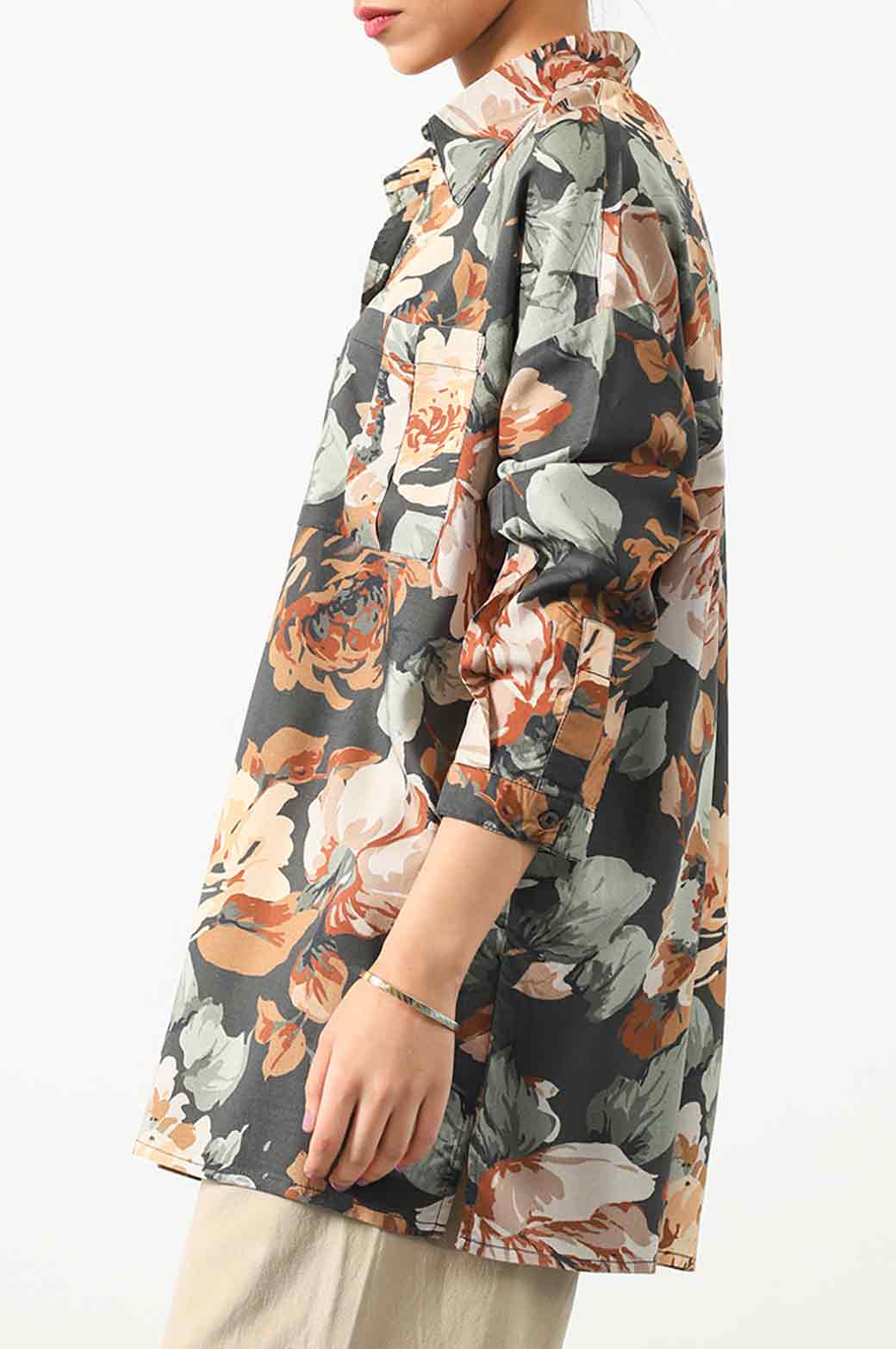 CHARCOL PRINTED SHIRT